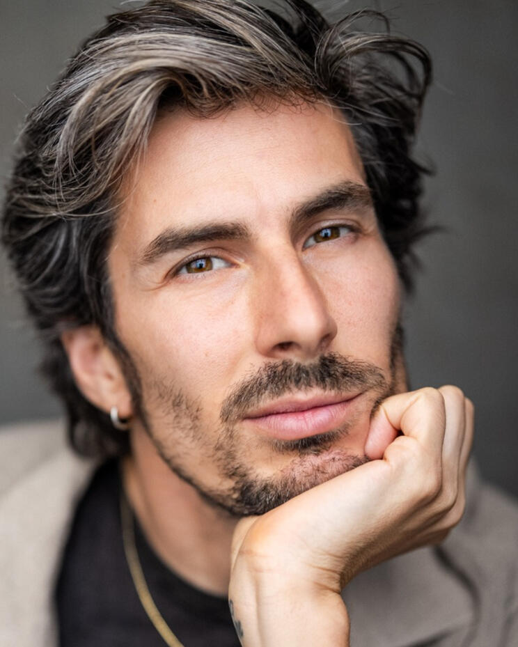 Thoughtful portrait of Spanish actor Alvaro Cea.